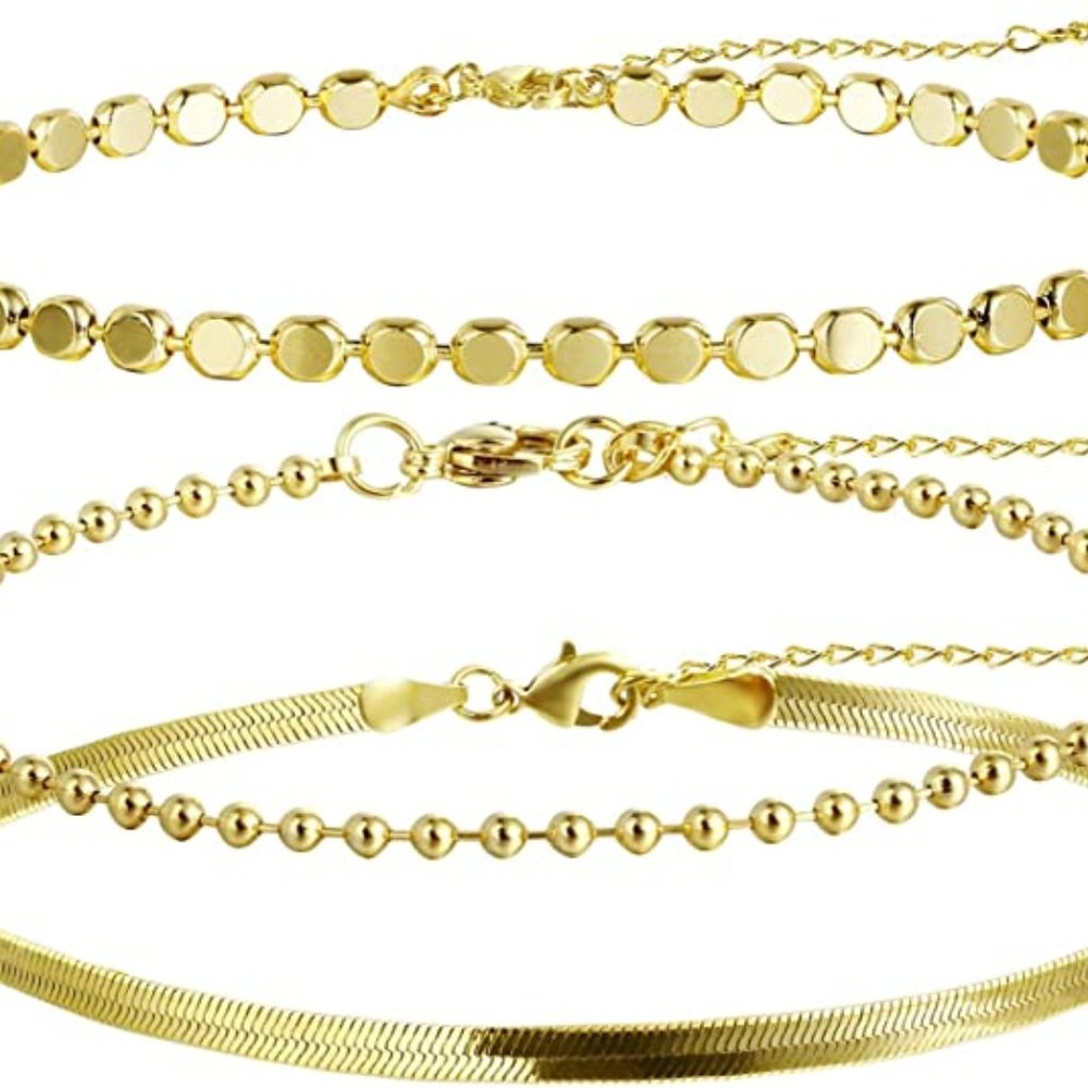 Women 14K Gold Plated Lightweight Chain Bracelet Herringbone Twisted Rope Box - Picture 5 of 5